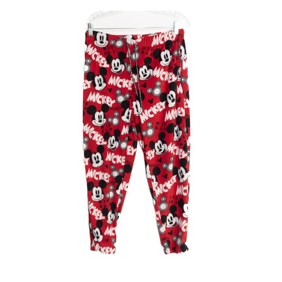 Disney Size S(4-6) Mickey Mouse Pajama Pants Red Fleece Lounge Sleepwear - Picture 1 of 8